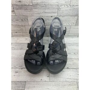 Born Shoes Womens Size 10 Black Leather Strappy Heeled Sandals W27833 Comfort